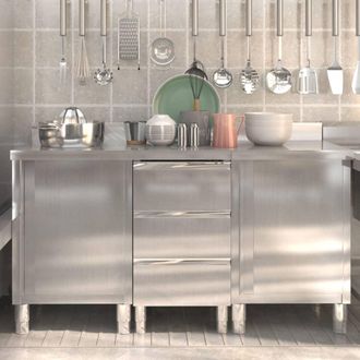 vidaXL Armarios De Cocina Comerciales 3 Piezas De Acero Inoxidable Vidaxl