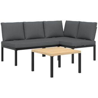 vidaXL Set De Sof&aacute;s De Jard&iacute;n Con Cojines 3 Piezas Aluminio Negro Vidaxl