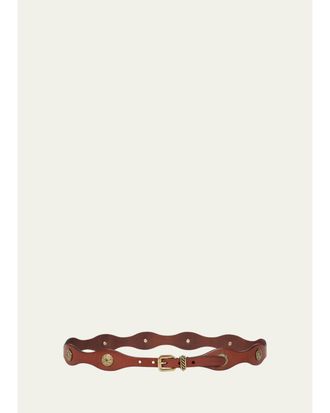 Etro Leather Belt with Jewel Studs