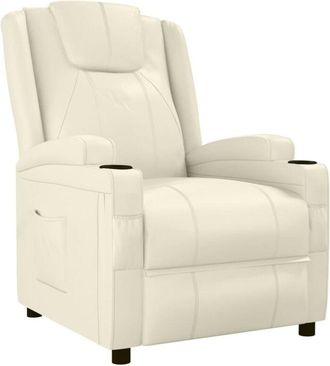 vidaXL Sill&oacute;n Reclinable De Cuero Sint&eacute;tico Blanco Crema Vidaxl