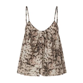 Pinko Blouses, female, Multicolor, Size: XS Snake Print Cotton Strap Top