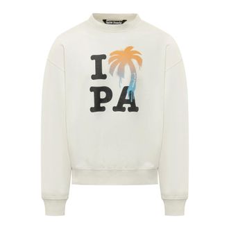 Palm Angels Sweatshirts, male, White, Size: XL I Love Pa Crew