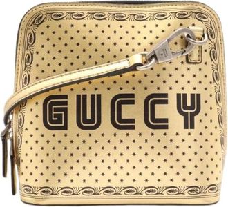 Gucci Pre-owned Guccy Leren 2way Schoudertas - Dames - Vintage Schoudertas - Geel - ONE Size - Leer - Vintage