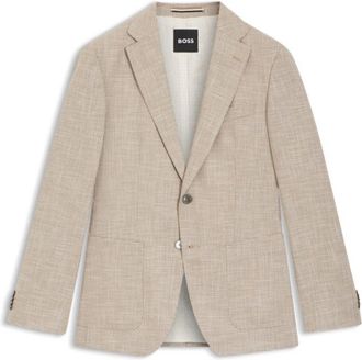 BOSS Checked regular-fit jacket in comfort-stretch cloth