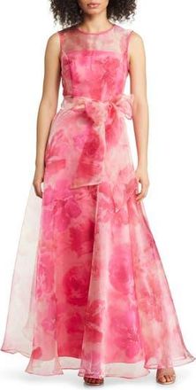 Eliza J Floral Illusion Neck Organza Ballgown in Fuchsia at Nordstrom Rack, Size 12