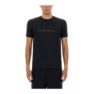 Giorgio Armani Heren, Tops, Blauw, Maat: S Viscose