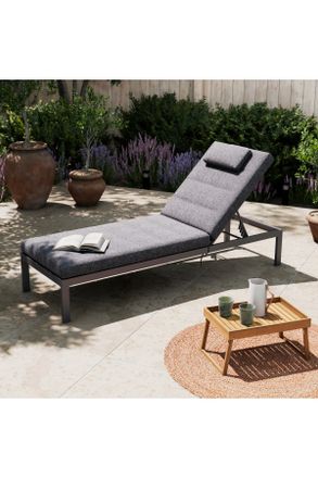 ambia GARDEN Gartenliege, Anthrazit, Metall, Textil, F&uuml;llung: Schaumstoff,Schaumstoff, Polyester, 199x30x67 cm, Gartenm&ouml;bel, Gartenliegen, Sonnenliegen