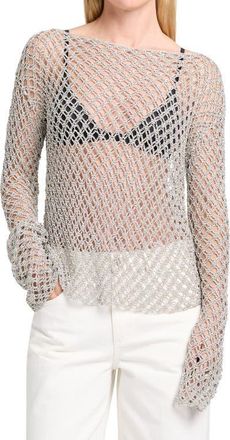 TWP Hand Crochet Slash Neck Top in Pale Champagne at Nordstrom, Size X-Small
