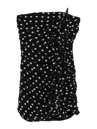 Nina Ricci Black Polka Dot Silk Bustier Mini Dress