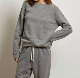 perfectwhitetee Core Fleece Long Sleeve Sweatshirt In Dark Heather Grey