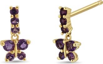 Bony Levy BLC 14K Gold Amethyst Butterfly Stud Earrings in 14Ky at Nordstrom Rack