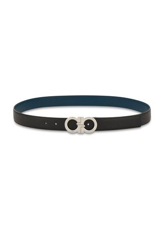 Ferragamo Double-Adjustable Calf Leather Belt with Distinctive Buckle