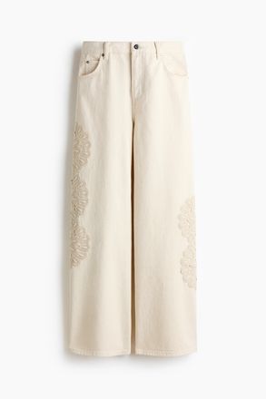 H&M Jeans mit Details im H&auml;kellook - Cremefarben