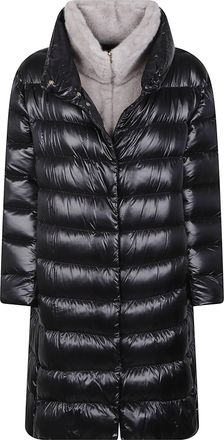 Herno Glossy Quilted Plush Lined Long Down Jacket