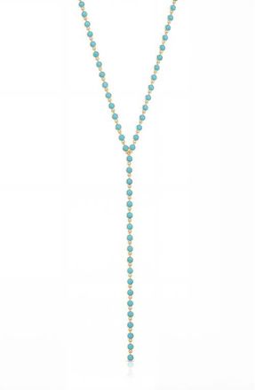 Ettika Dainty Semiprecious Stone Y Necklace in Turquoise/Gold at Nordstrom