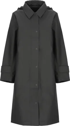 Rains Nara W Black Snap Buttons Long Raincoat