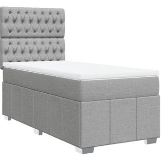 vidaXL Cama Box Spring Con Colch&oacute;n Tela Gris Claro 90x200 Cm Vidaxl