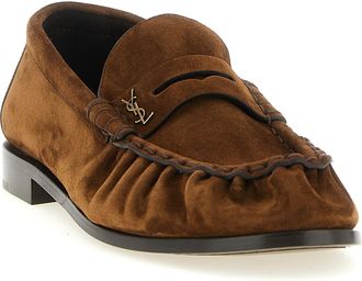 Saint Laurent Mens Brown Calfskin Slip-On Loafers