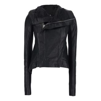 Rick Owens Leather Jackets, female, Black, Size: XS Naska Biker Giacca In Pelle