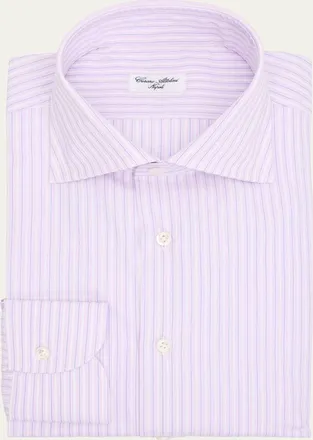 Cesare Attolini Mens Micro-Graph Check Dress Shirt