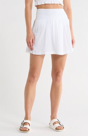 Vitamin A Costa Organic Cotton Smocked Cover-Up Miniskirt in White at Nordstrom Rack, Size X-Small