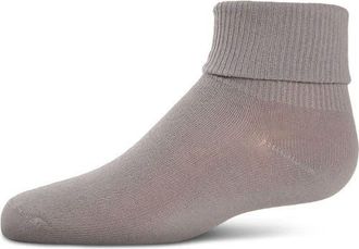 MeMoi Ribbed Triple-Roll-Cuff Ankle Sock in Silver at Nordstrom, Size 6-12M