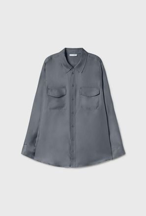 Silk Laundry TWILL BOYFRIEND SHIRT SLATE at Nordstrom, Size X-Small L Au