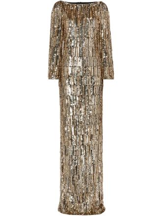 Jenny Packham Eartha gown - women - Polyester - 18 - Gold