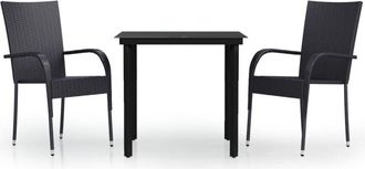 vidaXL Juego De Comedor De Jard&iacute;n 3 Piezas Negro Vidaxl