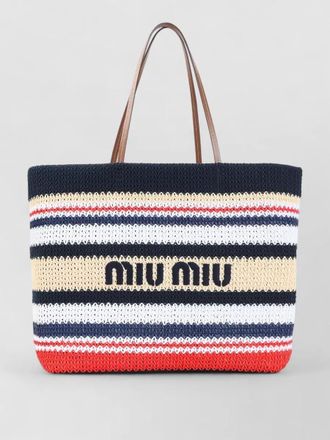 Miu Miu tote bag dual handles striped pattern