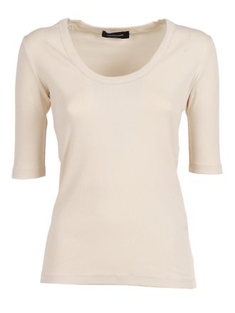 Fabiana Filippi T-Shirt aus Jersey Costina Manica Al Gomito Con Scollo U Farbe Burro