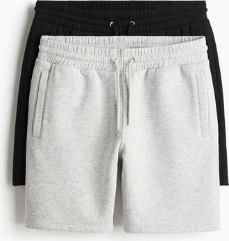 H&M 2er-Pack Sweatshorts in Regular Fit - Schwarz