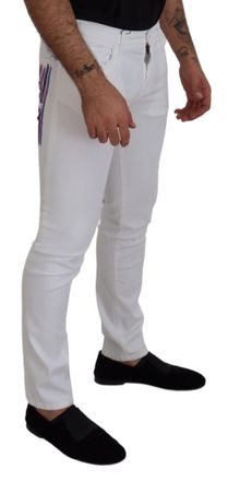 Dolce & Gabbana Mens White Slim Skinny Stretch Cotton Denim Jeans Clothing