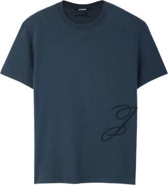 Jacquemus The J Short-Sleeve T-Shirt - Heren - T-shirts - Blauw - XS - Katoen - Tops