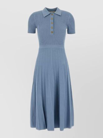 Michael Kors knit dress short sleeves pleated skirt buttons