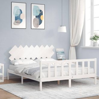 Berkfield Home Bed Frame with Headboard White 160x200 cm Solid Wood