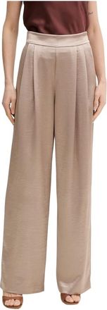 Guess Broeken, Dames, Beige, S, Leer, Katie Wide Broeken