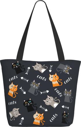 AOOEDM Cat Loves Fish Ladies Shopping Bag 13x11x7in.The Perfect ValentineS Day Gift.It Is The Best ValentineS Day Gift For Mom, Daughter, Wife,Etc