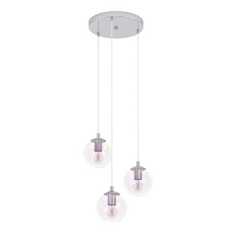 Eglo Lampadario Tondo Contemporaneo Ariscani 2 Acciaio Cromo Trasparente 3 Luci E27