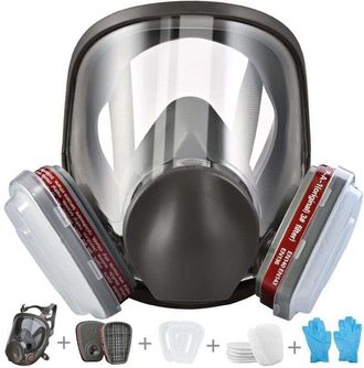 OEM [nunca Usado] Respirador Facial Completo Reutilizable, Con 10 Filtros De Repuesto Y 5 Pares De Guantes Para Protecci&oacute;n Contra Pintura, Part&iacute;culas, Pol