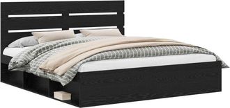 vidaXL Estructura De Cama Negro 200 X 200 Cm Madera De Pino Macizo Vidaxl