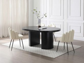 Vente-Unique Sedia in Tessuto bouclette e Metallo Nero Panna - Lotto di 2 - ALTINAM di Pascal MORABITO