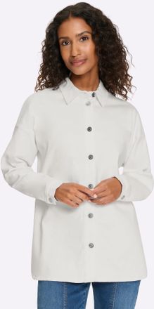 Heine Jeansbluse HEINE, Damen, Gr. 34, ecru, 97% Baumwolle, 3% Elasthan, unifarben, V-Ausschnitt, Blusen Jeansbluse