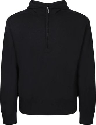 Burberry Wollen Jumper met Halve Rits - Heren - Hoodies - Zwart - S - Wol - Hoodies & sweatvesten