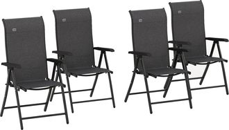 OUTSUNNY Set of 4 Outdoor Rattan Folding Chair w/ Adjustable Backrest Grey | TJ Hughes