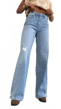 Flying Monkey Knix High Rise Wide Leg Jean In Medium Wash