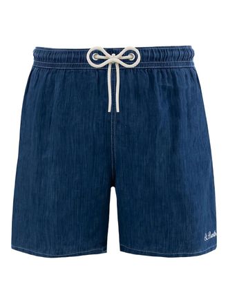 MC2 Saint Barth Gustavia linen-denim swim shorts - men - Linen/Flax - L - Blue