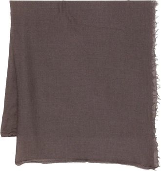 Destin Sciarpa in lana con bordi sfrangiati - Marrone