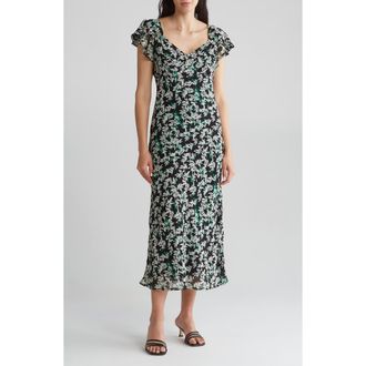 Wishlist Floral Print V-Neck Maxi Dress in Black at Nordstrom Rack, Size Medium