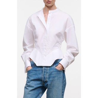 Staud Rhys Stretch Cotton Shirt in White at Nordstrom, Size X-Small